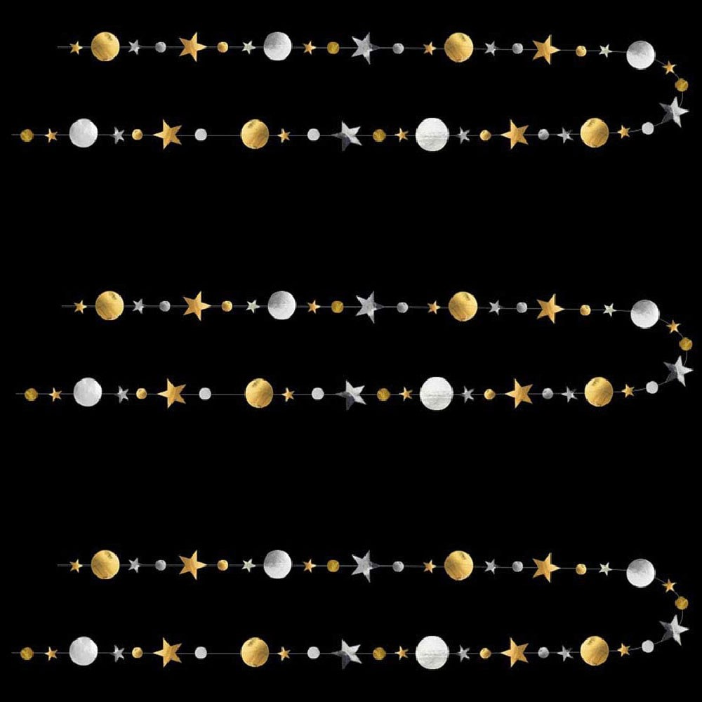 Гирлянда Звезды/Кружочки 4 м металлик Золото/Серебро