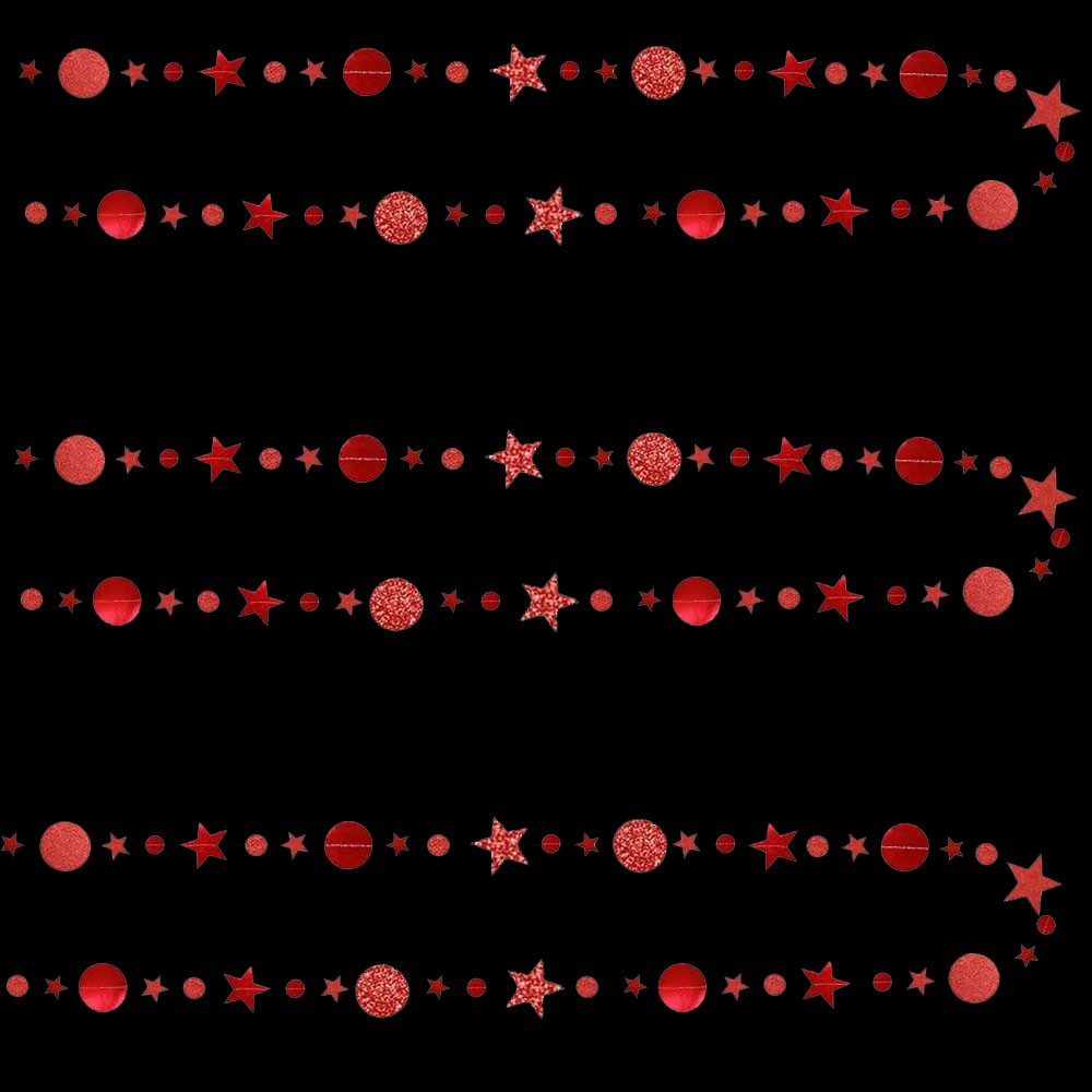 Гирлянда Звезды/Кружочки 4 м металлик/блеск, красный