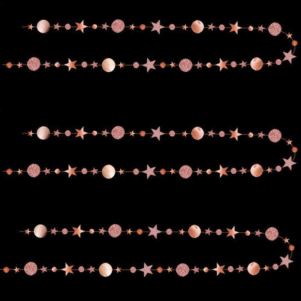 Гирлянда Звезды/Кружочки 4 м металлик/блеск Розовое Золото