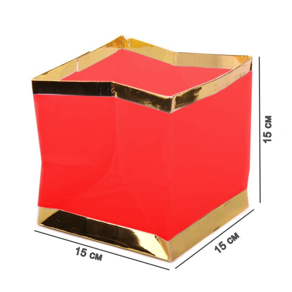 Плавающий фонарик "Куб" 15х15 см золото+красный
