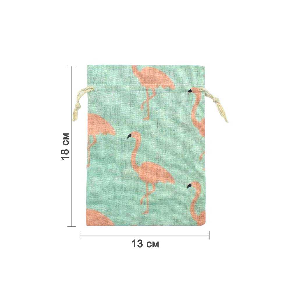 Мешочек из искусственного льна с принтом 13х18 см, №9