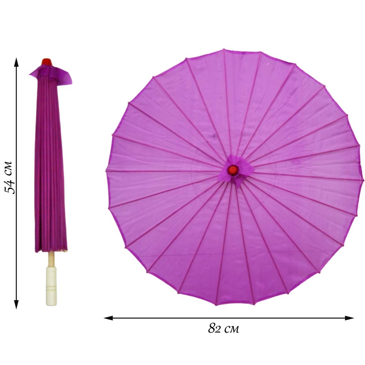 Китайские тканевые зонтики 82х54см №7, сливовый