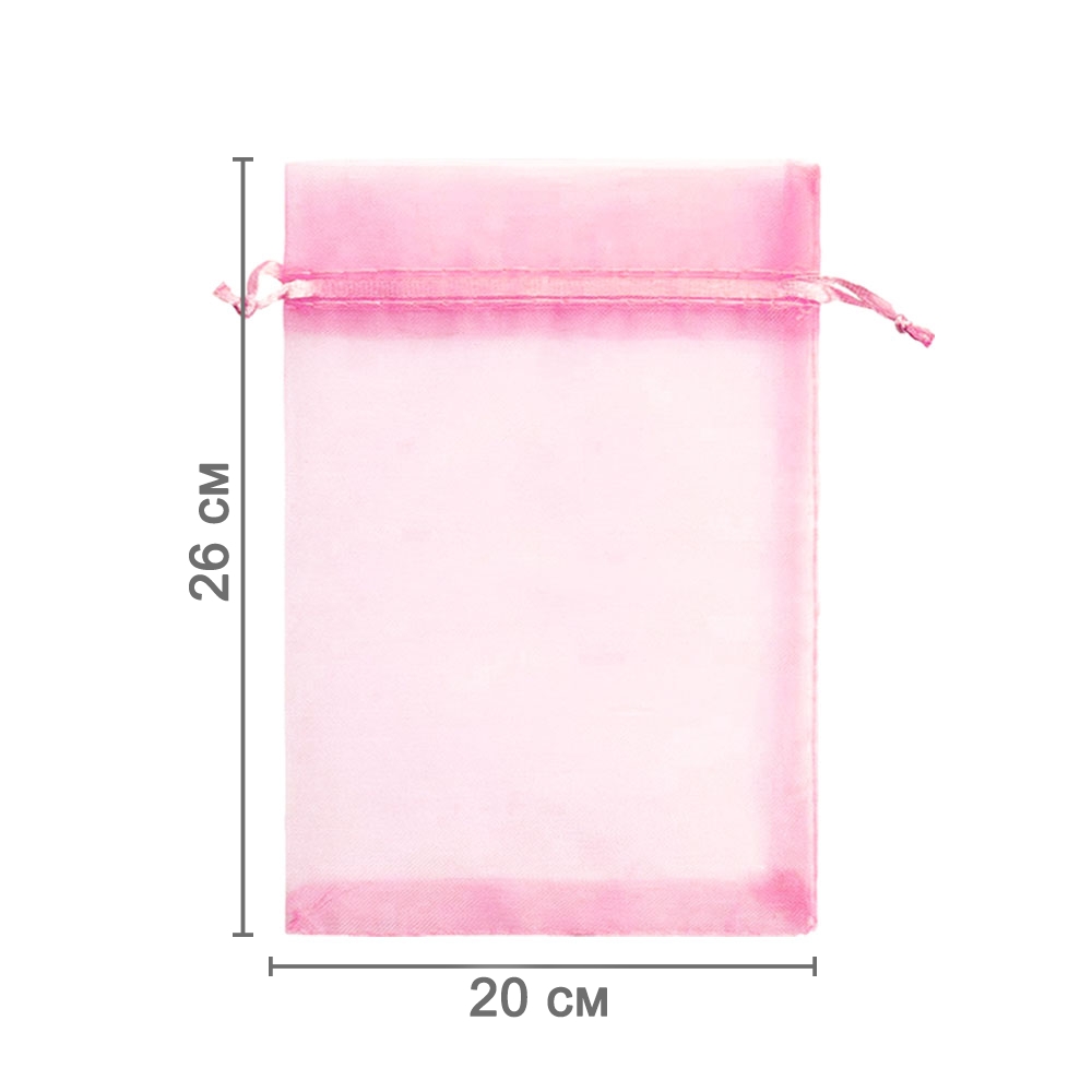 Мешочек из органзы 20 х 26 см светло-розовый
