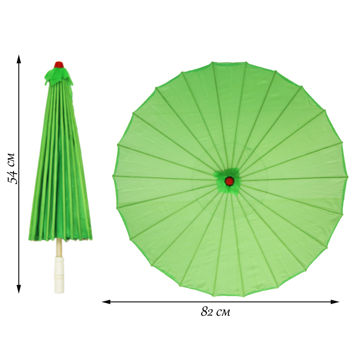 Китайские тканевые зонтики 82х54см №10, зеленый