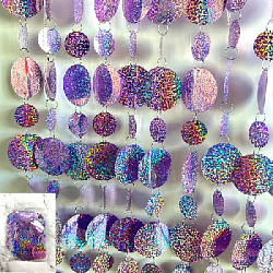 Гирлянды с блеском круги на кольцах 3+5см, 1 м х 10 шт, розовый