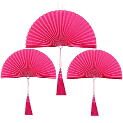 Веер-гармошка с кисточкой НАБОР 30см, 30см, 40 см, малиновый