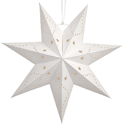 Звезда семиконечная бумажная 35 см, Звезды и точки, белый